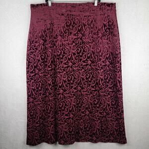 Fairy Grunge Sz 3X Maxi Velvet Burnout Skirt Line Pull On Burgundy Dark Romantic